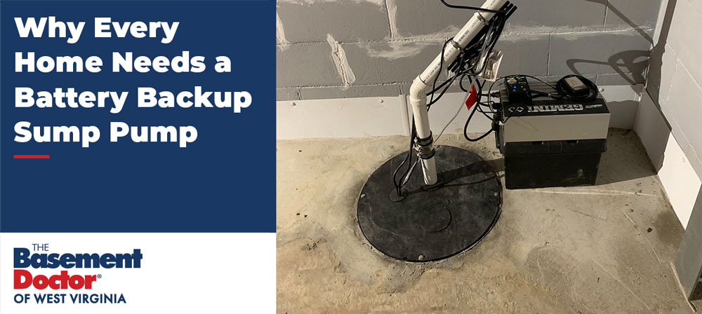 Battery backup sump pump system installed in a basement to provide protection from flooding during power outages